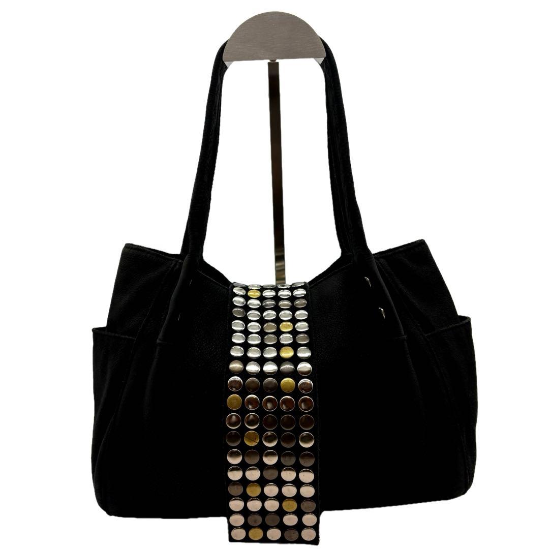 TRES y2k 00s 海外ガール 本革 スタッズ ショルダー バッグ　黒