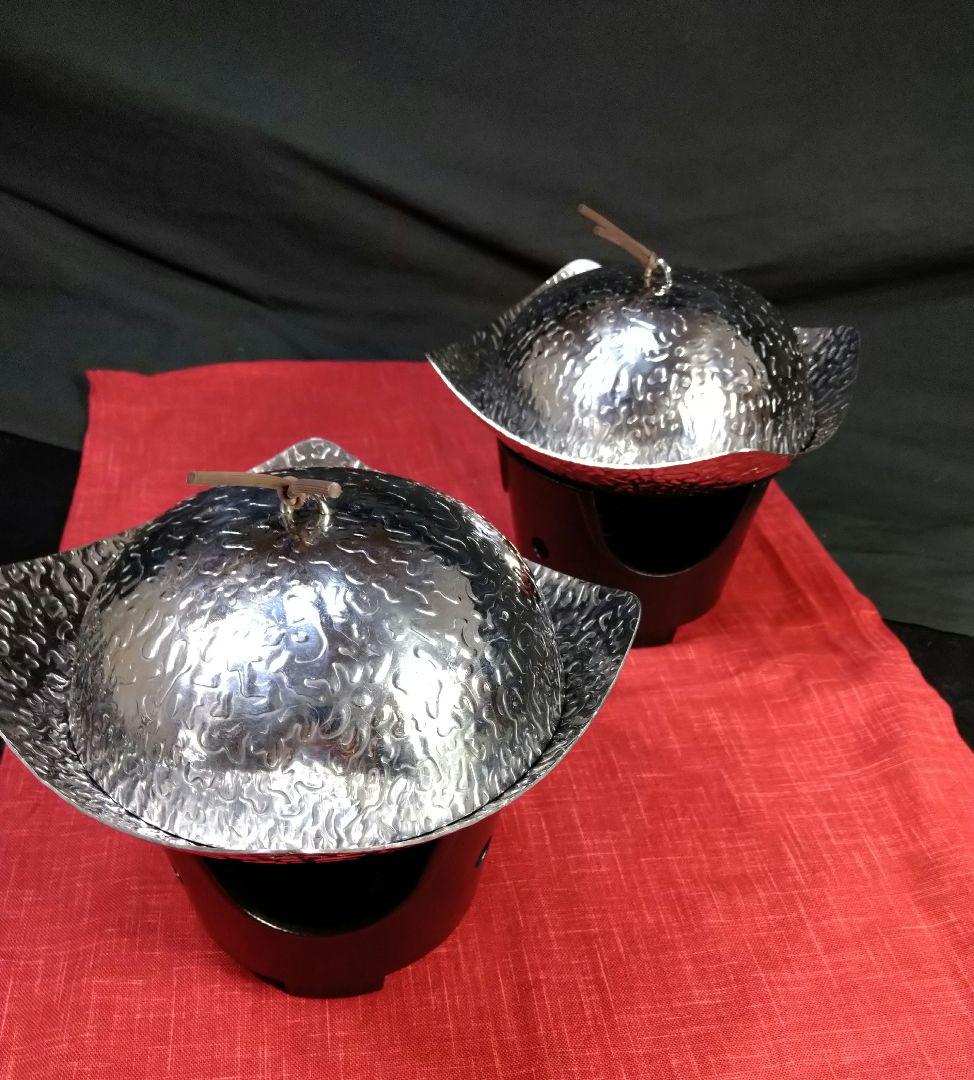 ⬛豪華な⬛高級【 ステンレス皿 食器 ・２人鍋用】&【ステンレス卓上丸型コンロ】