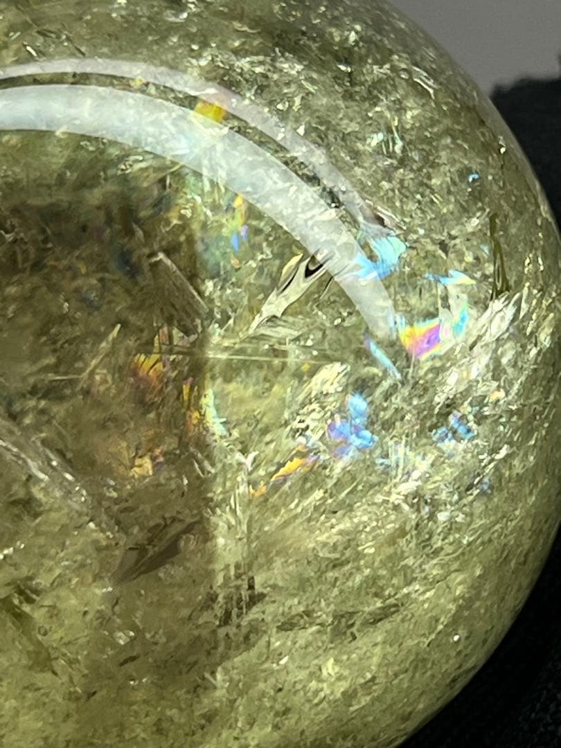 天然石　シトリンクォーツスフィア　ファントム　爆虹✨✨台座付きNo.1264