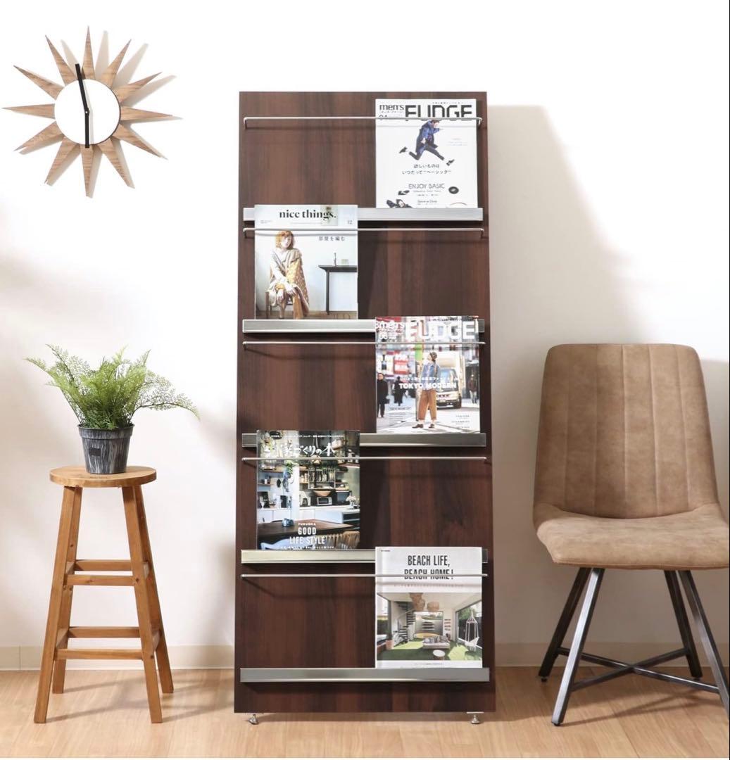 【美品】不二貿易ウッドマガジンラック デコール5段ワイドHGL-5814