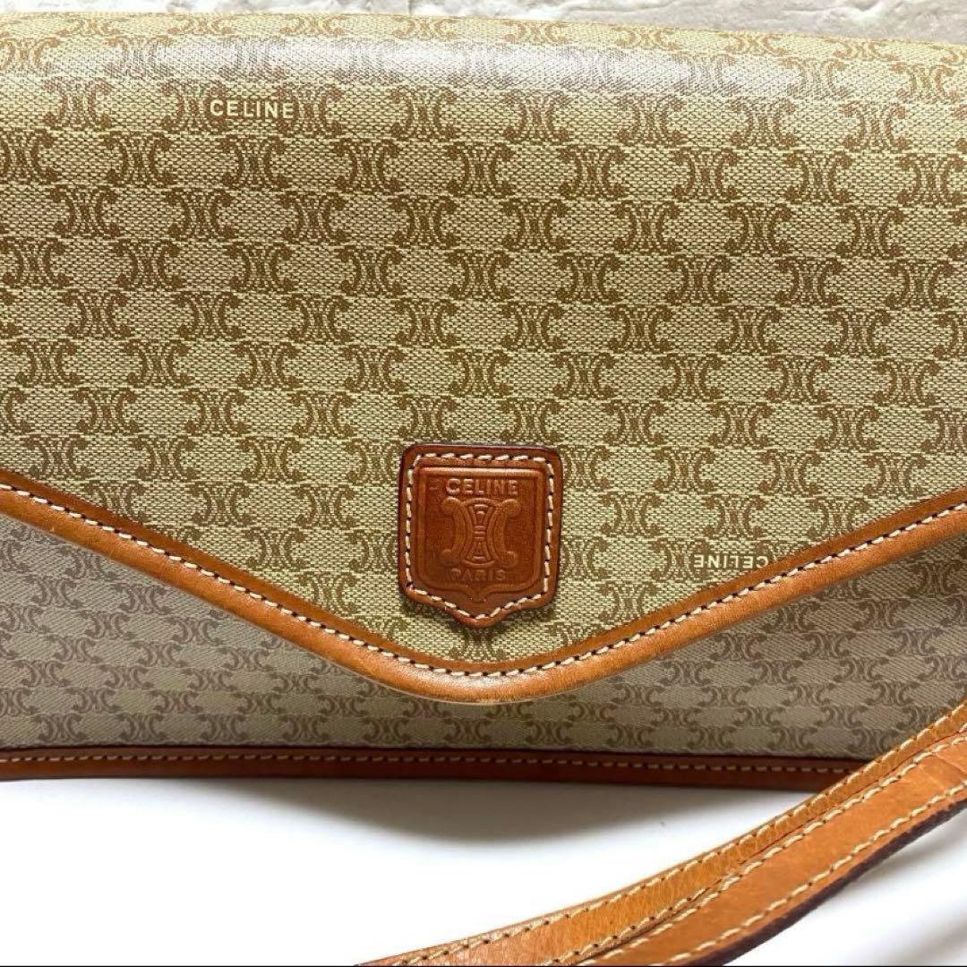 【美品✨】CELINEセリーヌ ショルダーバッグ マカダム柄 ブラウントリオンフ