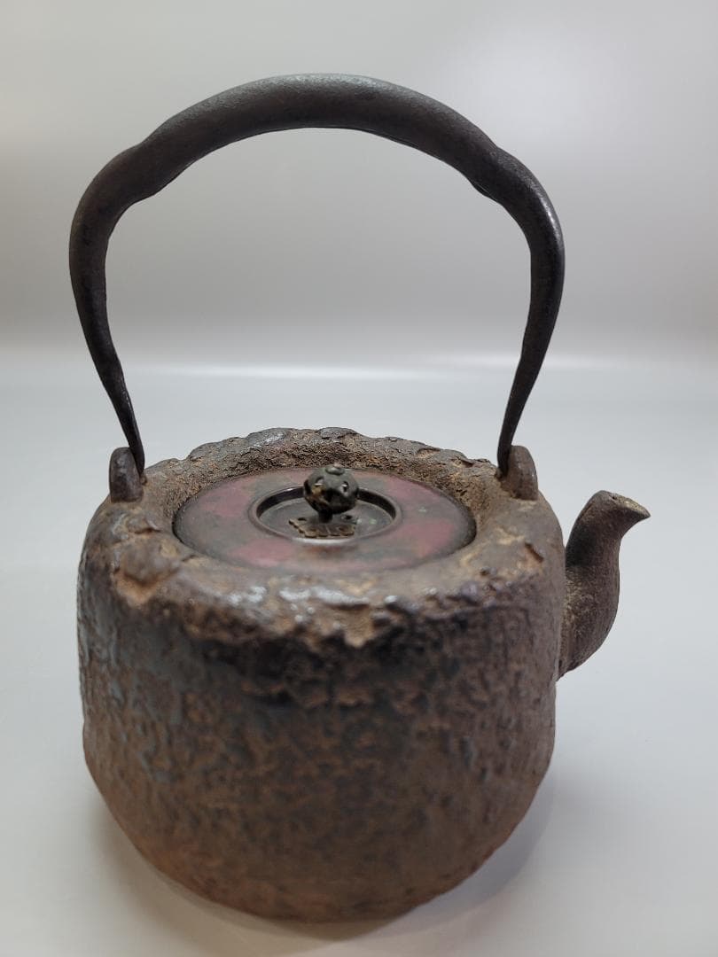 龍文堂 岩肌 鉄瓶 銅「龍文堂」在銘 共箱 DT505