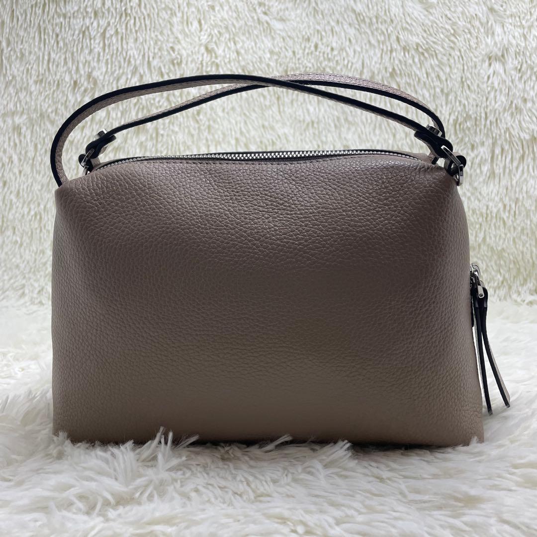 【美品】ジャンニキャリーニ アリファ 2way シボ革 グレージュ