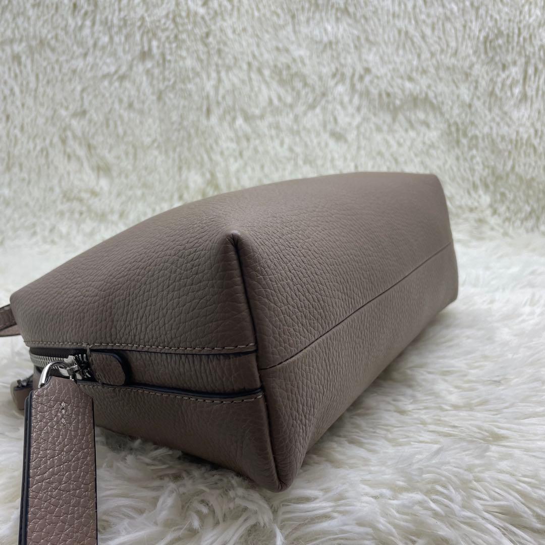 【美品】ジャンニキャリーニ アリファ 2way シボ革 グレージュ