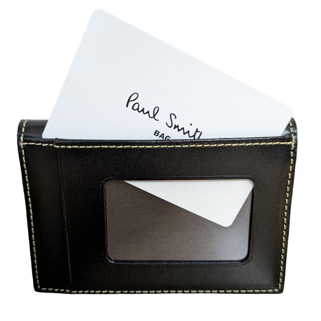 新品 ポールスミス 定期入れ パスケース ポリッシュカーフグループ ブラック