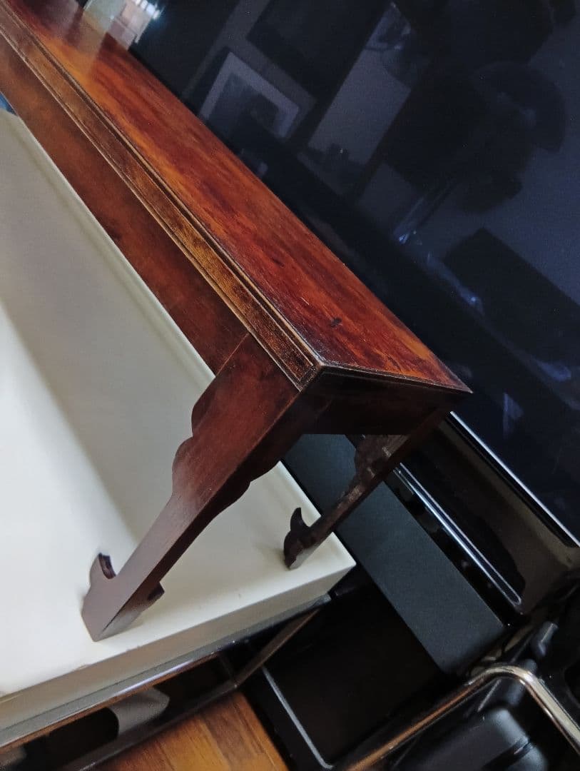 希少　明治期　欅　一枚板　組木細工　削り出し　文机　長尺机　錨脚