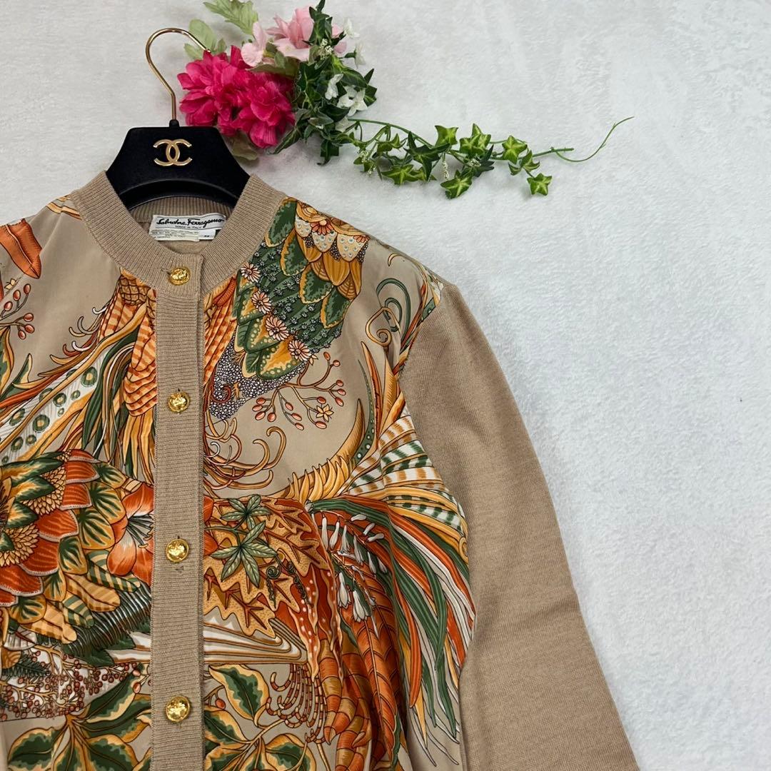 K933 S サルヴァトーレフェラガモ 金ボタン カーディガン レディース