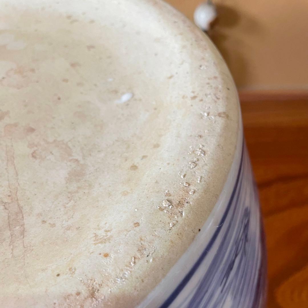 染付 山水図 火鉢 陶器 メダカ鉢 金魚鉢 睡蓮鉢 骨董品