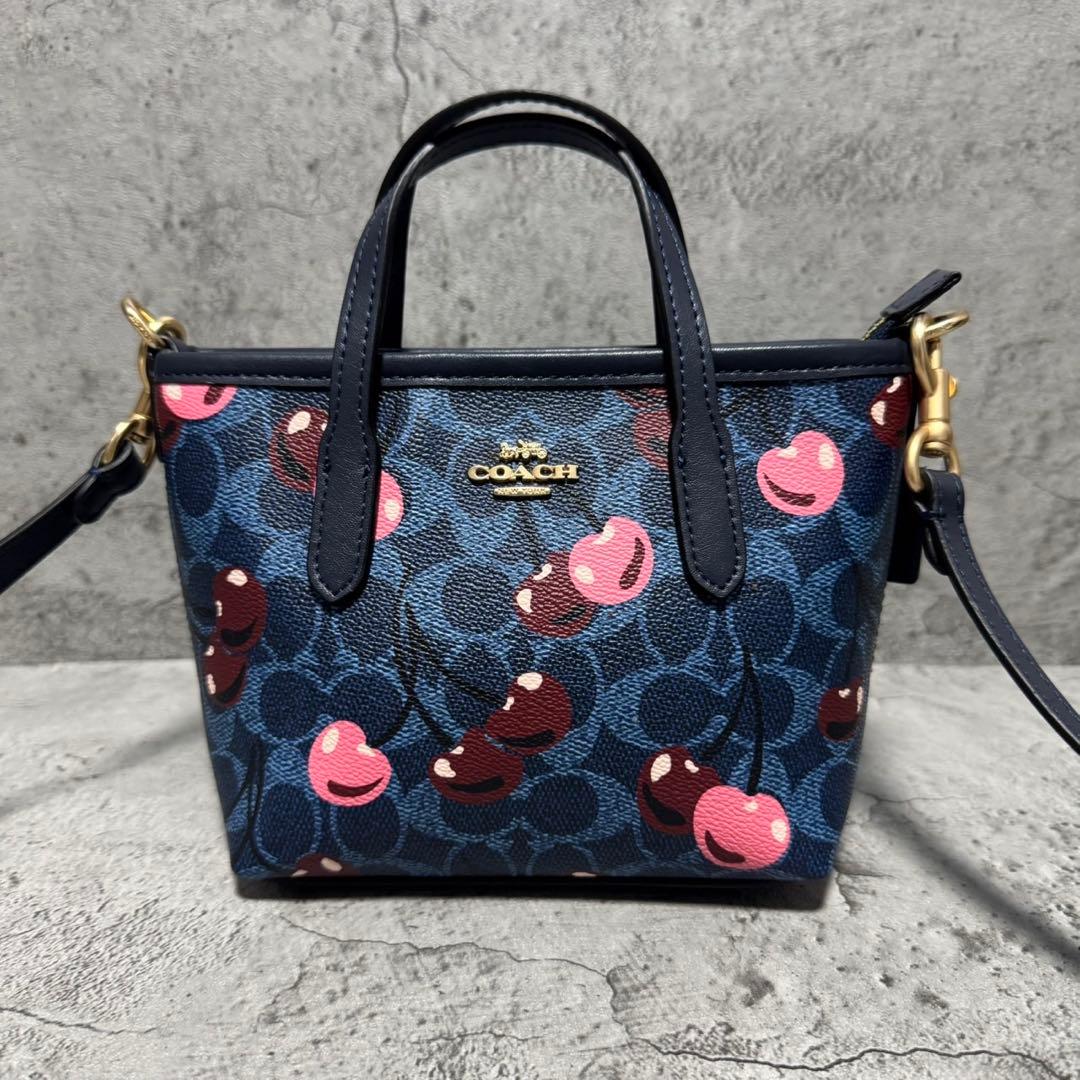 未使用級✨️コーチ 2way ショルダーバッグ ミニシティ チェリー レザー 青