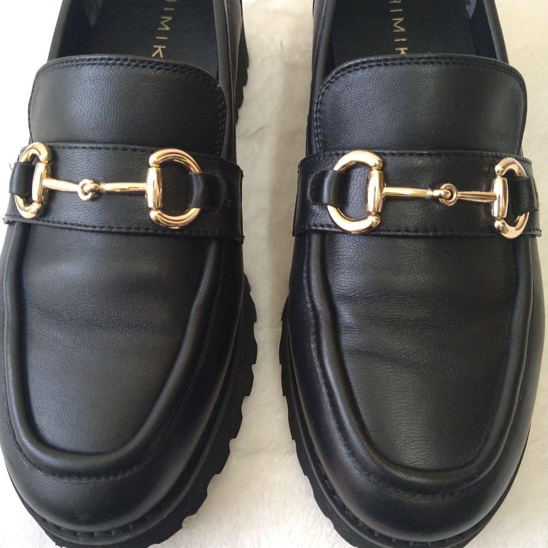 卑弥呼 HIMIKO トラックボールビットローファー23.0 黒 レザー