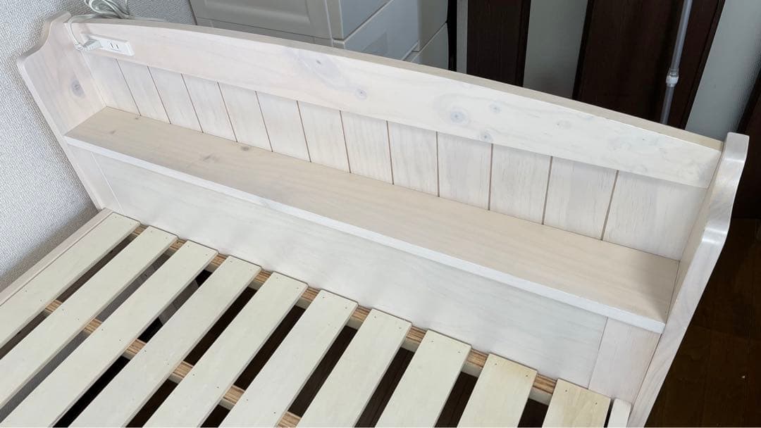 カントリー調 天然木 すのこベッド シングル フレームのみ 高さ調整