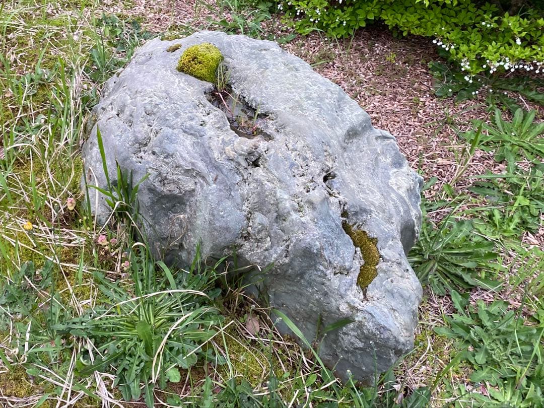 灰色 庭石 大 約140×40×50㎝ 苔付【石川県引き取り限定】まとめ割