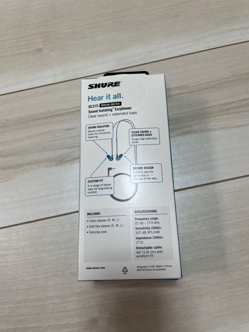 SHURE 215 SE有線イヤホン リケーブル可能