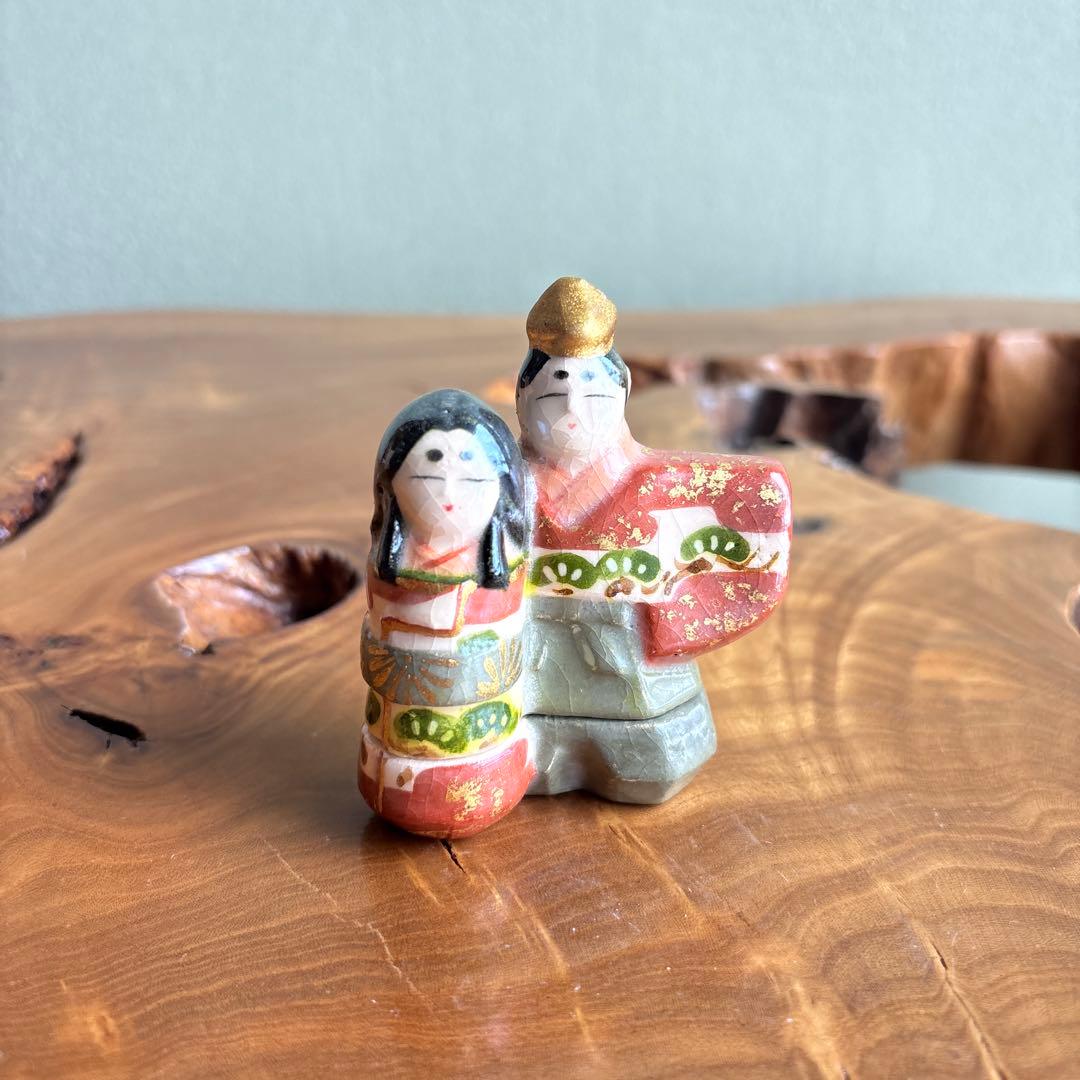 伊東桂楽造 立雛 香合 楽焼 おひな様 茶道具 共箱