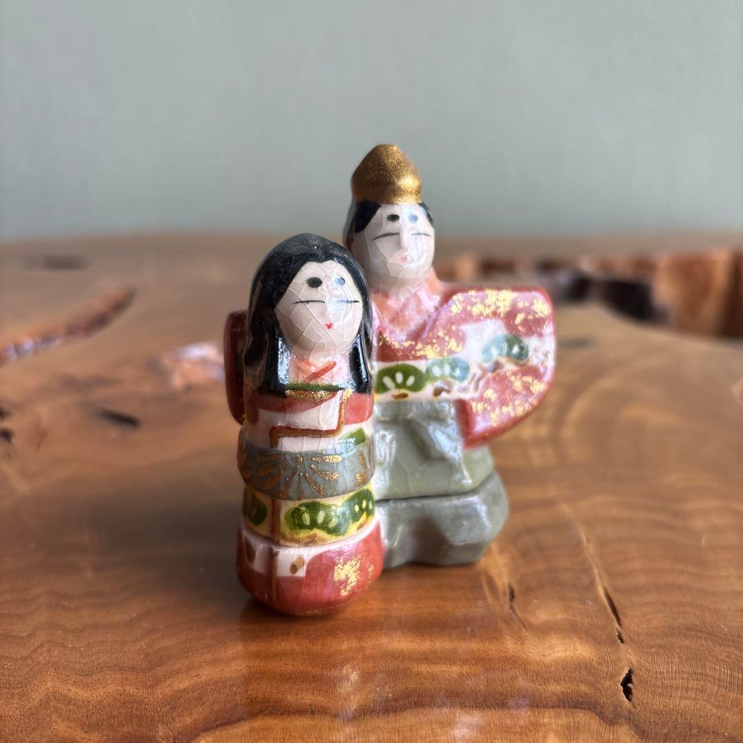 伊東桂楽造 立雛 香合 楽焼 おひな様 茶道具 共箱