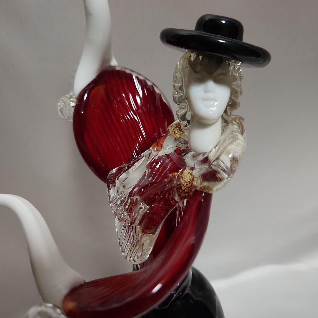 ま*ん様 ベネチアンガラス ペアドール ムラーノガラス ダンス イタリア 金彩