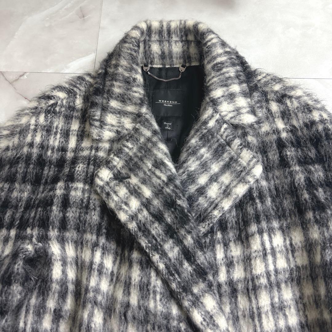 マックスマーラ　42ウィークエンド　アルパカウールシャギー　チェック