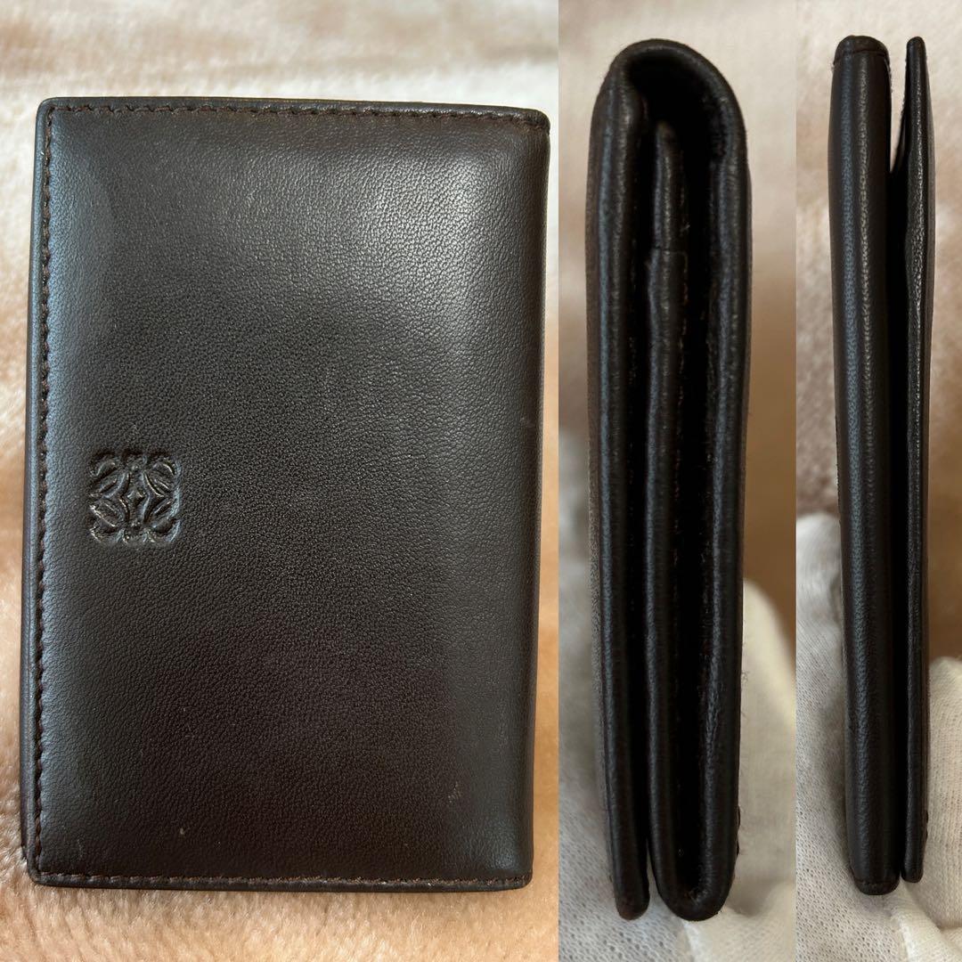 LOEWEロエベ名刺入れカードケースユニセックスレディースメンズ焦げ茶色系DBR