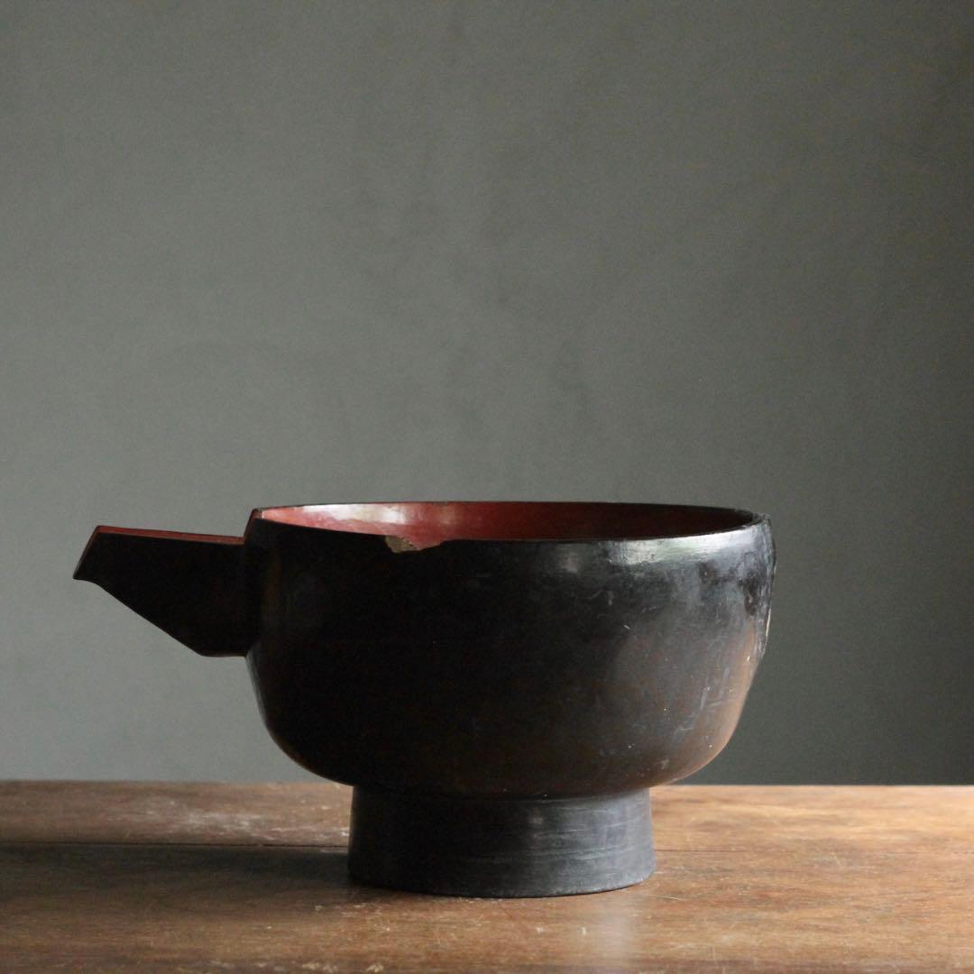 古い 酒上げ 酒器 漆器 片口 古美術 古道具 アンティーク 割れ欠け 朽木塗