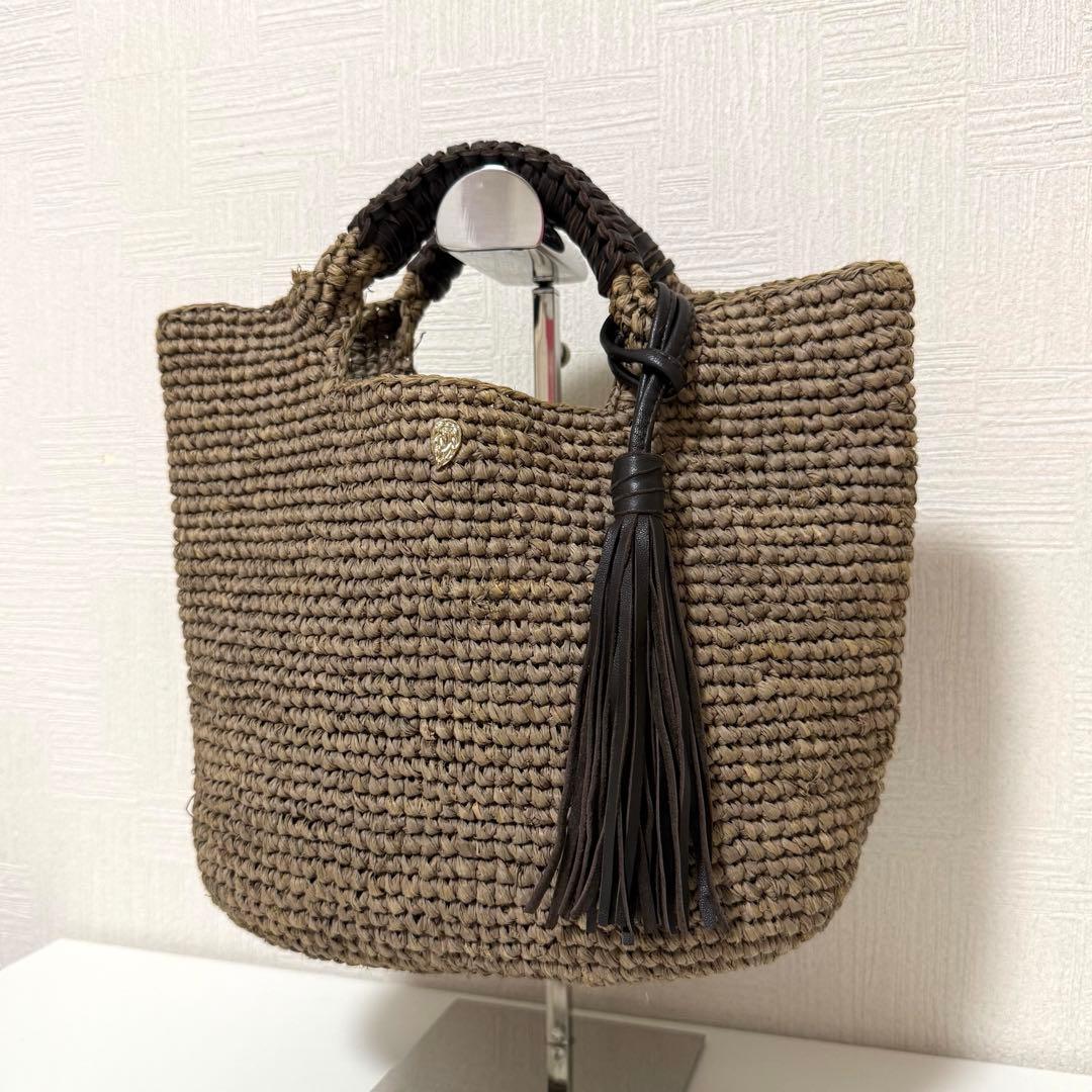 【極美品】ヘレンカミンスキー ラフィア かごバッグ タッセル