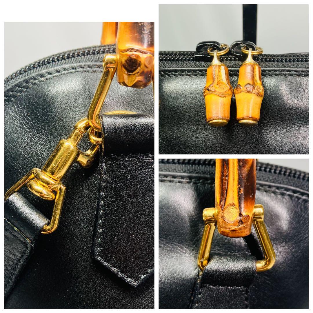 美品　GUCCI オールド　グッチ　バンブー　2way ショルダー　バッグ　黒