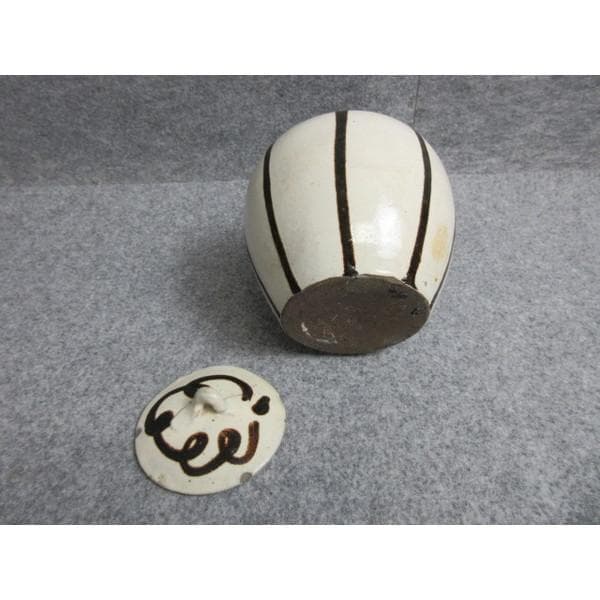 白丹波鉄釉流釉壺蓋付き [B28269]