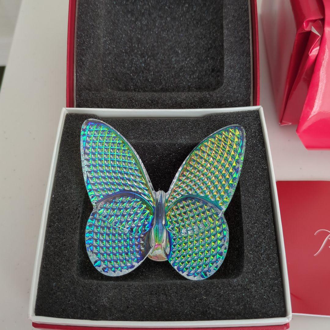 バカラ ラッキーバタフライ パピヨン 置き物 クリスタル　置き物　レインボー