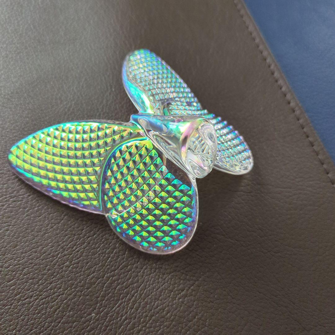 バカラ ラッキーバタフライ パピヨン 置き物 クリスタル　置き物　レインボー