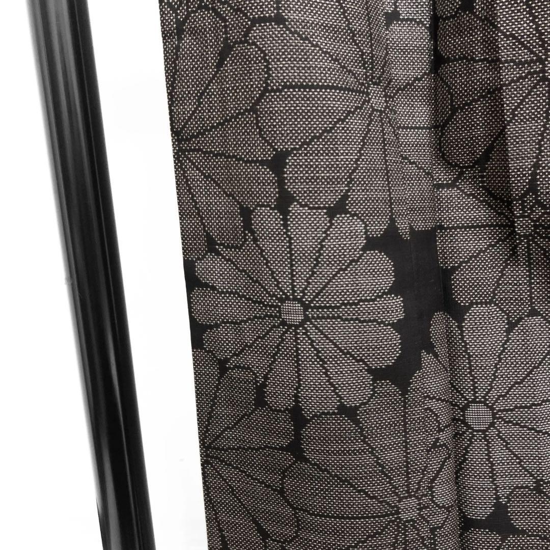 小紋　大島紬　菊花　菊尽くし　黒地　泥染　着物　075a d