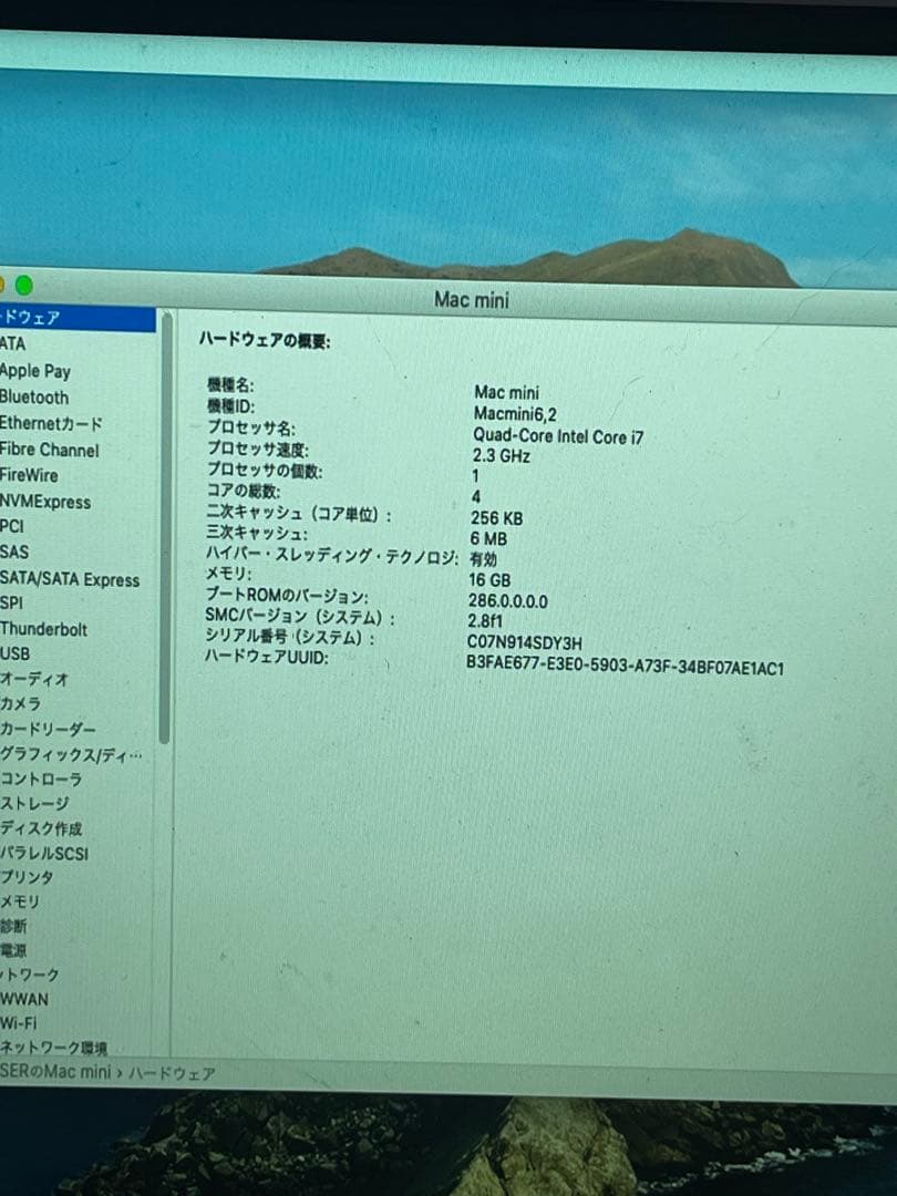 Macデスクトップ Apple Mac mini 2.3GHz i7 16GB 121GB+1TB