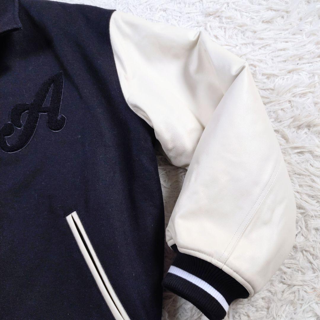 AIVER　風神雷神　スタジャン　黒白カラー　オーバーサイズ　刺繍