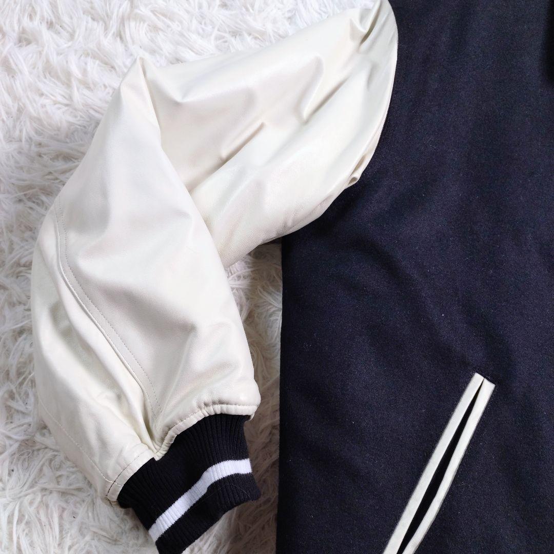 AIVER　風神雷神　スタジャン　黒白カラー　オーバーサイズ　刺繍