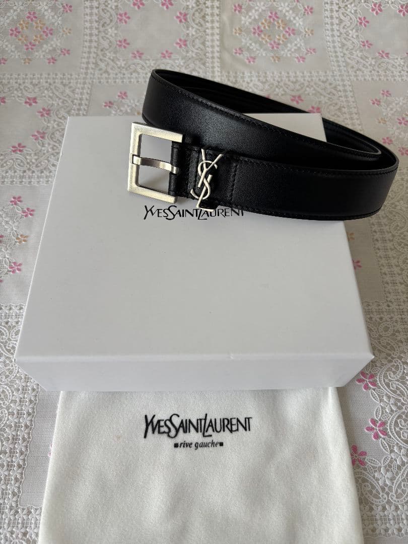 レディース YSL サンローランレザーベルト 95CM
