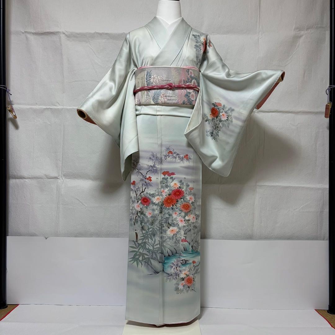 未使用近い　美品　袷　正絹　友禅　訪問着　フルセット