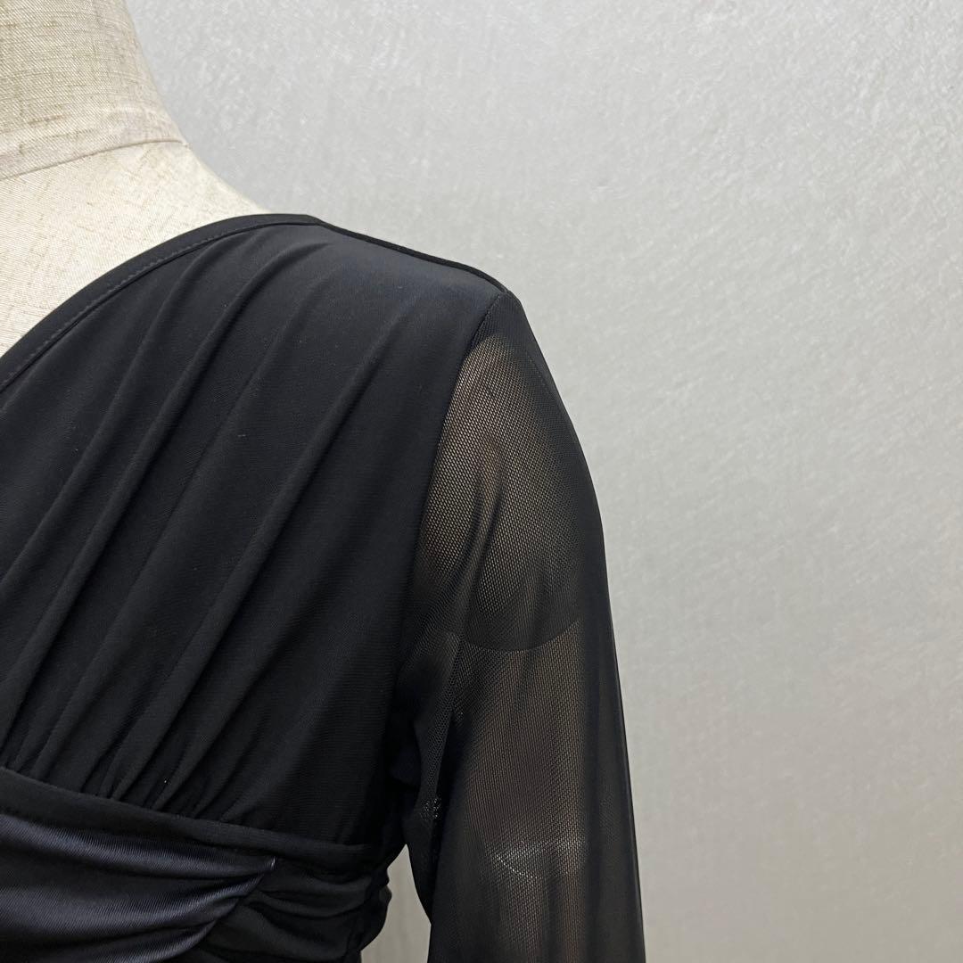 新品 社交ダンス ワンピース ブラック バラ柄　プリント サイズML