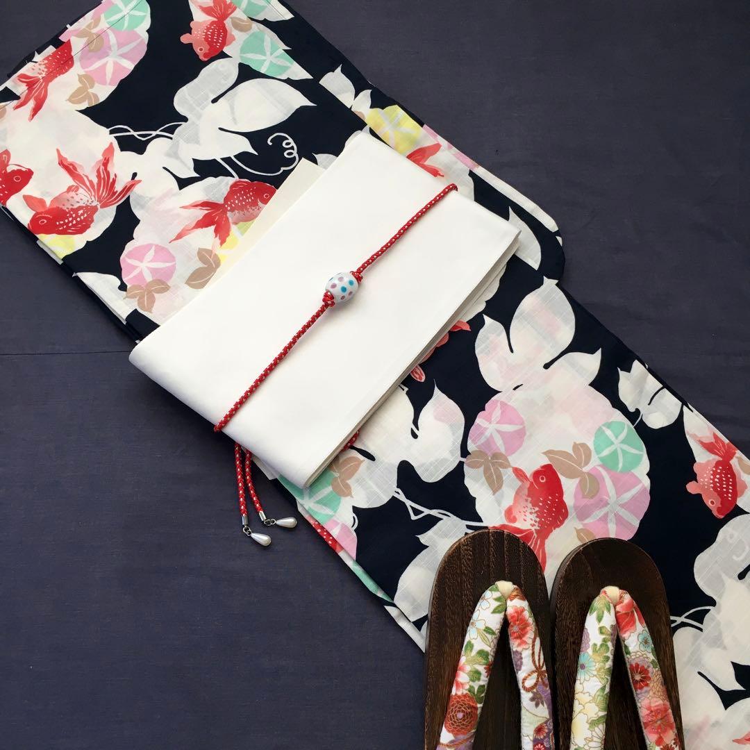 浴衣と帯締めに変更の2点セット、帯なし− 1000円下駄を帯締めに交換。