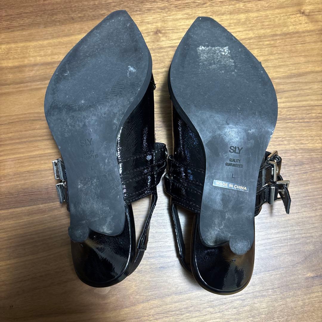 SLY黒 ポインテッドトゥ ミュール