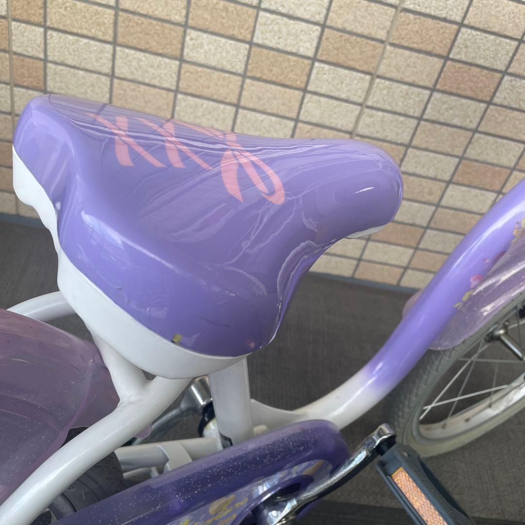 12,500→11,500ラプンツェル 子供用自転車 紫色 補助輪付き