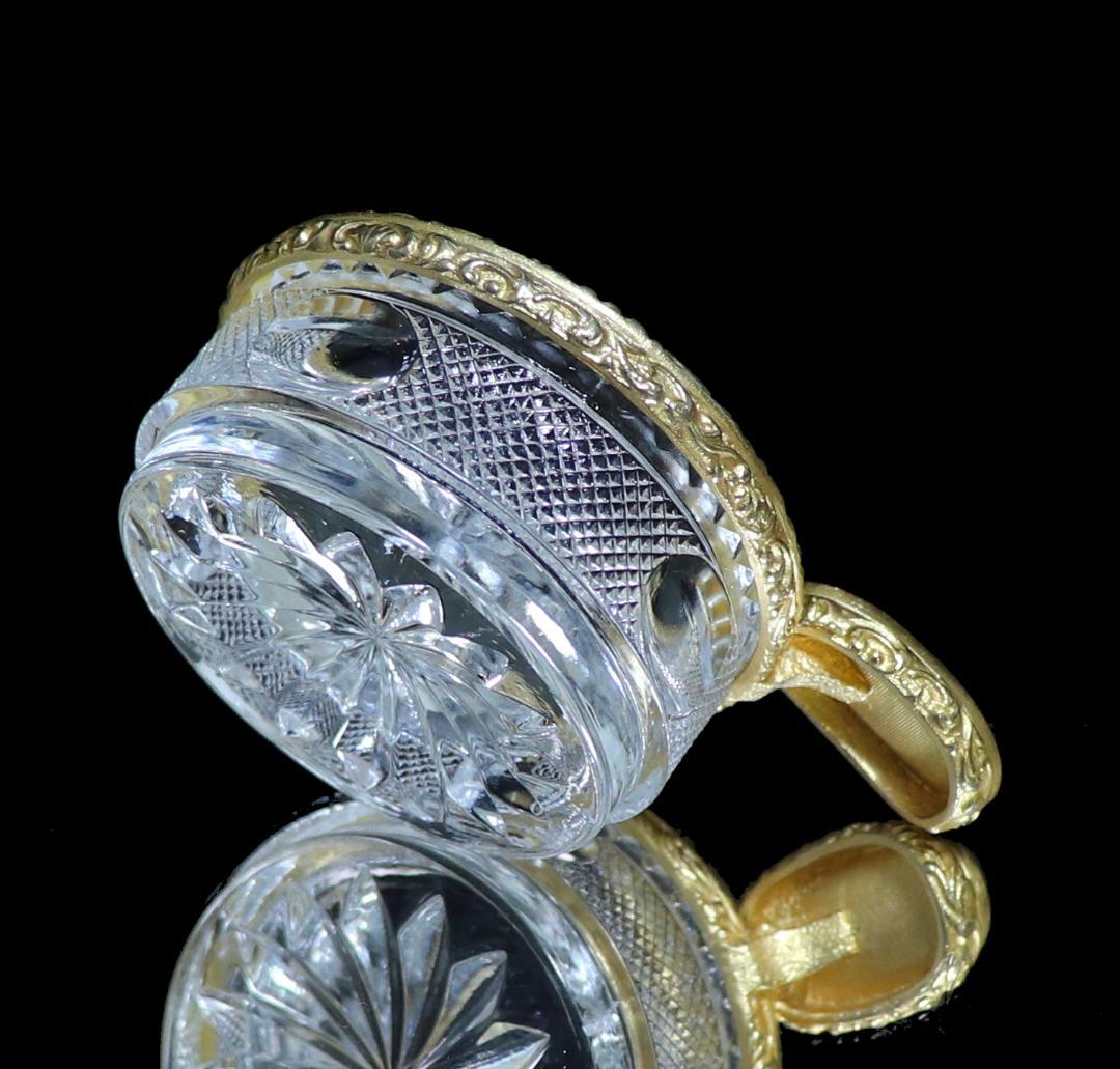 オールド・バカラ ブロンズ装飾 百合の紋章 切子 灰皿 ユリ 小物入れ 置物