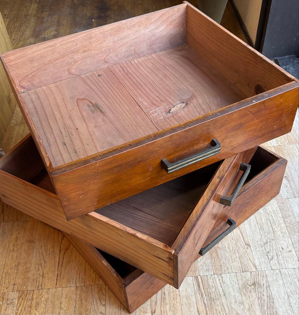 昭和レトロ 木製 引き出し 3点セット｜古家具 古道具 収納箱｜当時物