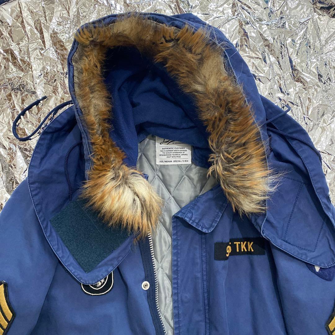 ネイバーフッド　モッズコート　紺色　白　赤