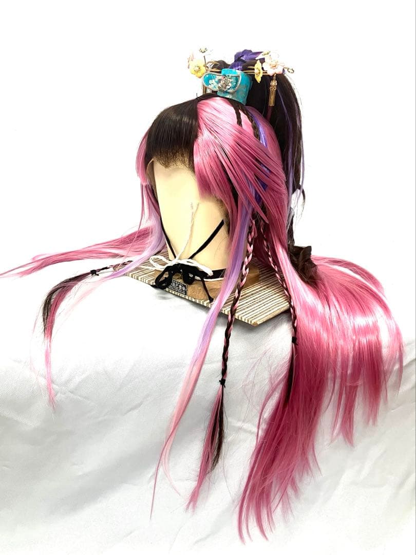 辰巳8号サイズ、ピンク耐熱グラデーションプラス、中古大衆演劇かつら、舞踊かつら