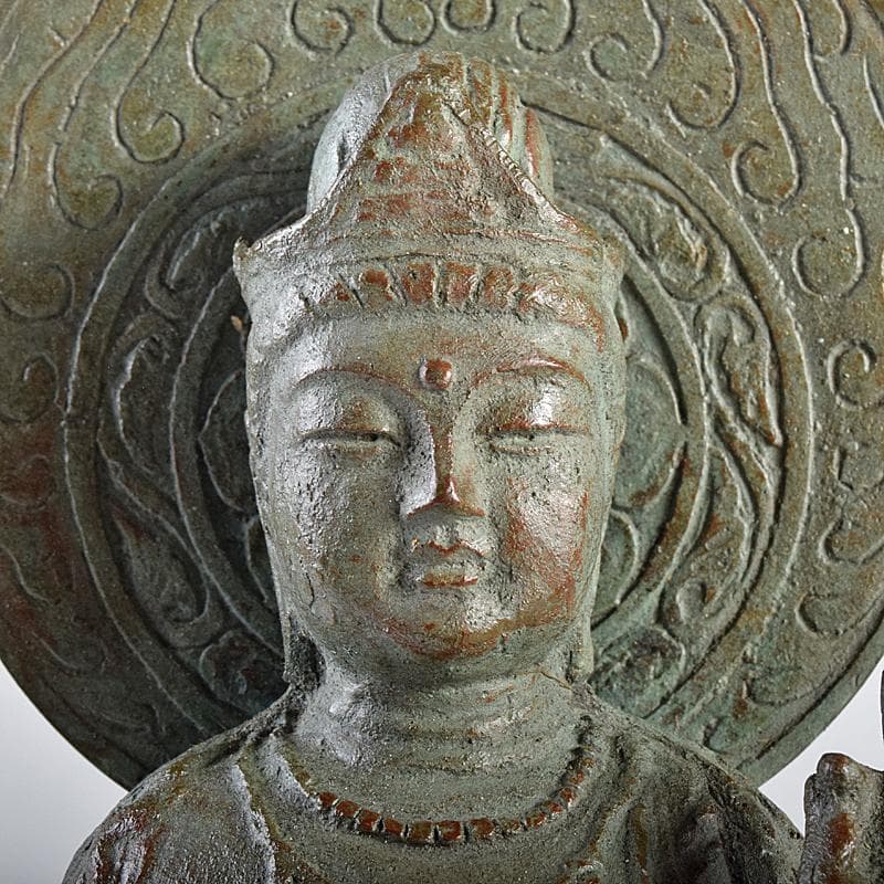 彫刻家　佐々木大樹作　青銅　観音像　仏像　重さ約1.9㎏　共箱　M　R7716B