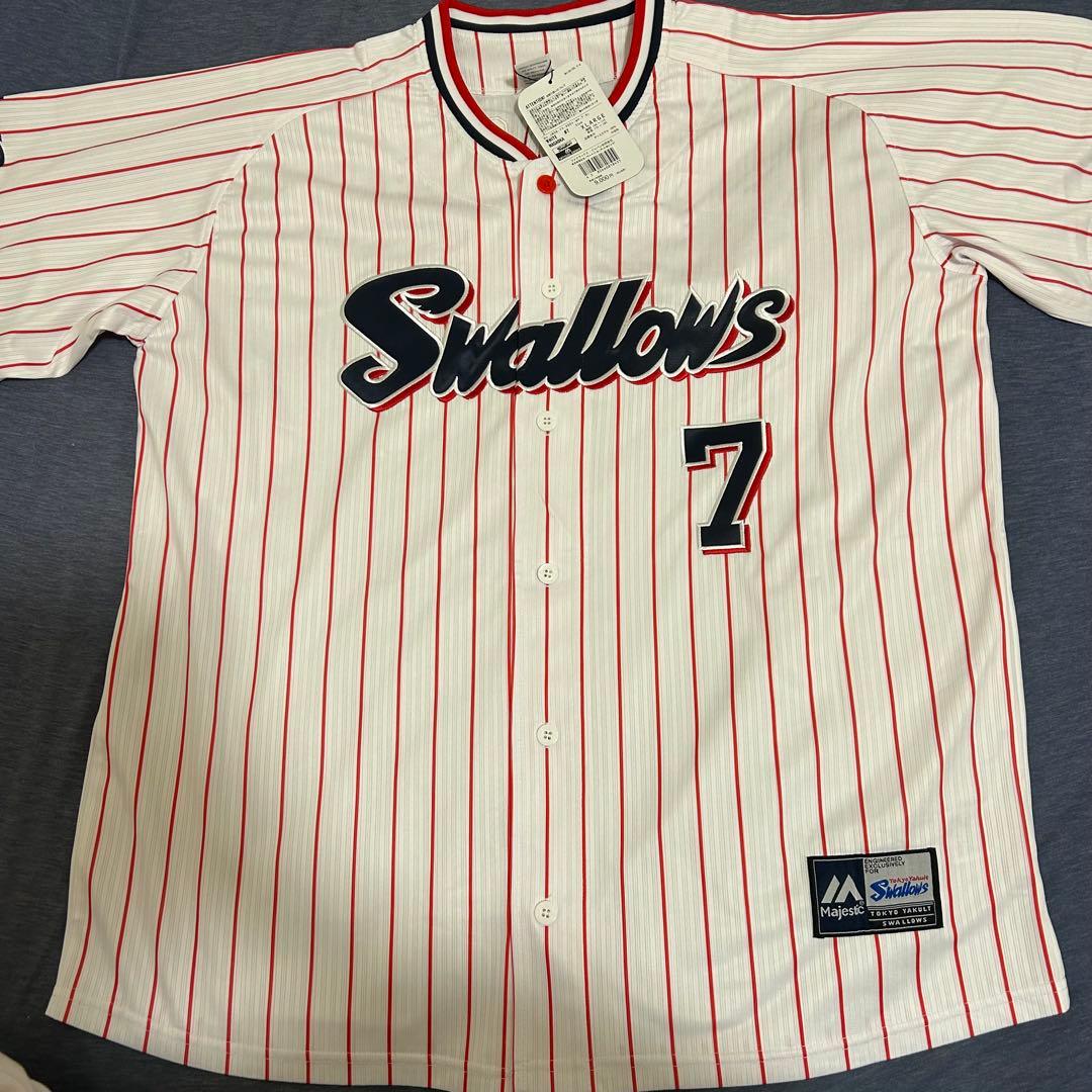 東京ヤクルトスワローズ　長岡秀樹　直筆サインユニフォーム　XL ホーム　写真付き