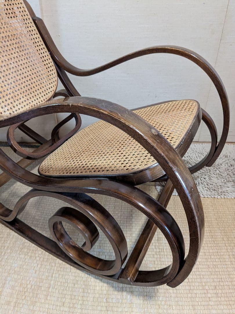 【美品】ビンテージ ラタン ロッキングチェア ベントウッド 曲木 希少