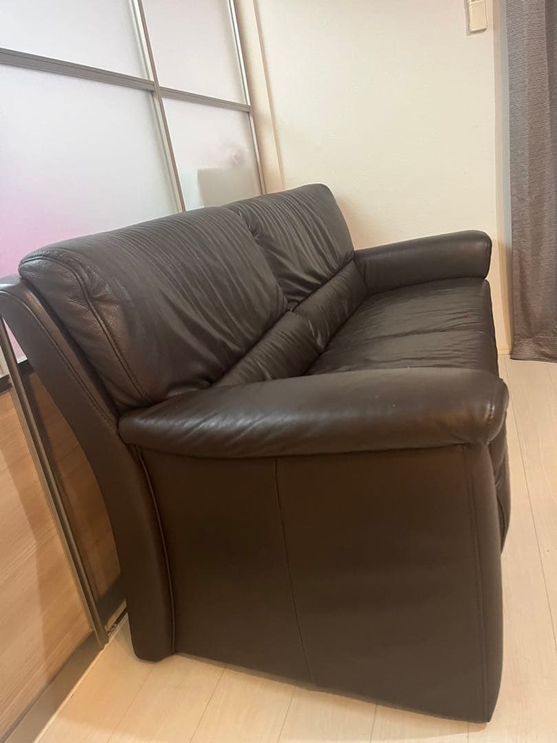 大塚家具　レザー 3人掛けソファ