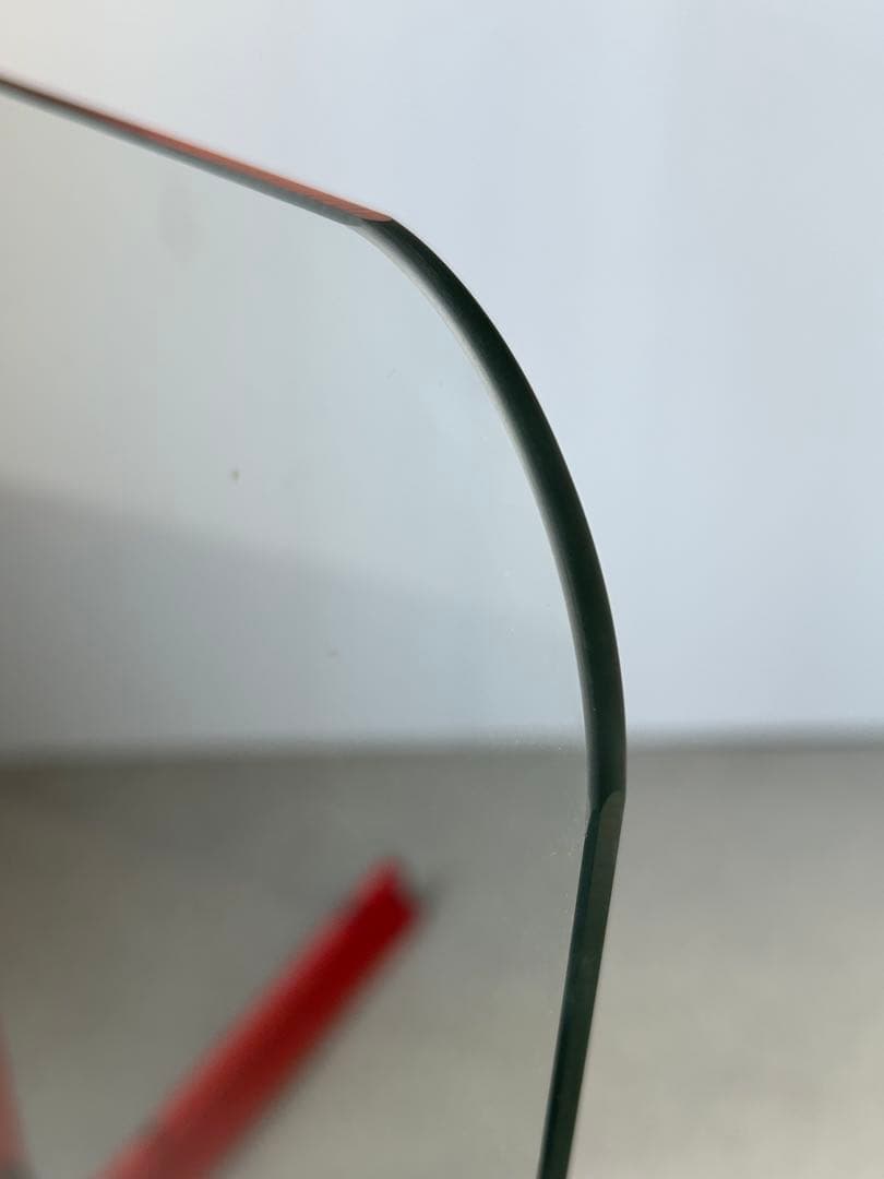 アイアンフレーム ガラステーブル レトロ ポストモダン　ヴィンテージ　ポップ　赤