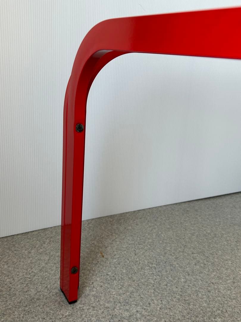 アイアンフレーム ガラステーブル レトロ ポストモダン　ヴィンテージ　ポップ　赤