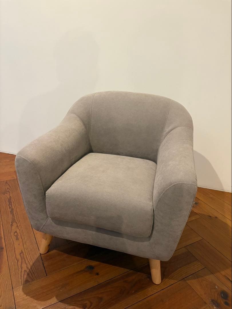 新品未使用　グレー ファブリックアームチェア　韓国インテリア