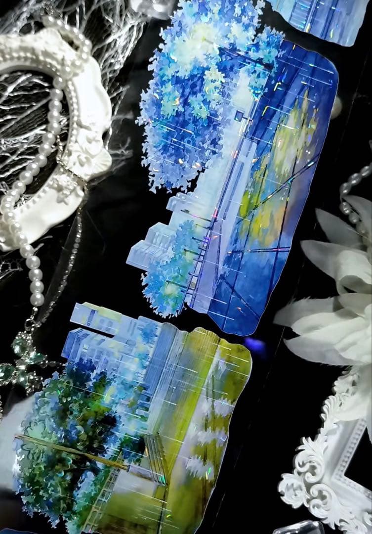 海外マスキングテープ巻売り 潮湿雨夜 風景マスキングテープ人物マステ